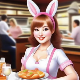 Create an image of a girl who is a waitress