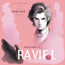 Create a book cover titled 'Ravel' with an artistic, manga, and romantic theme