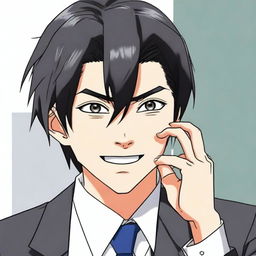 A young, intelligent Japanese male lawyer with dark black straight hair