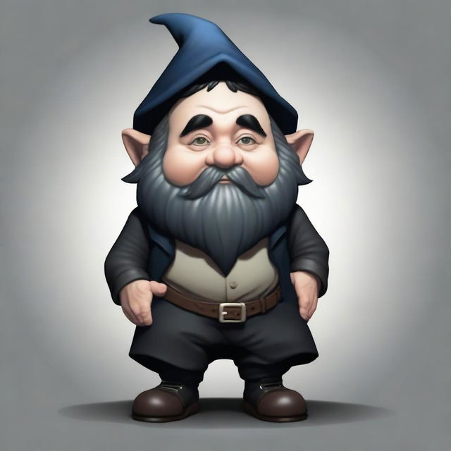 Create an image of an extremely short, scheming con man deep gnome