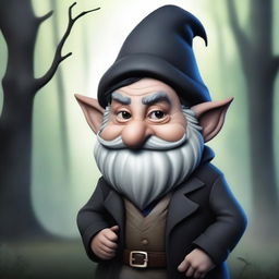 Create an image of an extremely short, scheming con man deep gnome