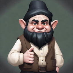 Create an image of an extremely short, scheming con man deep gnome