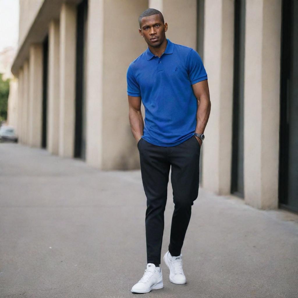 A stylish polo shirt casually draped over a pair of Jordan sneakers.