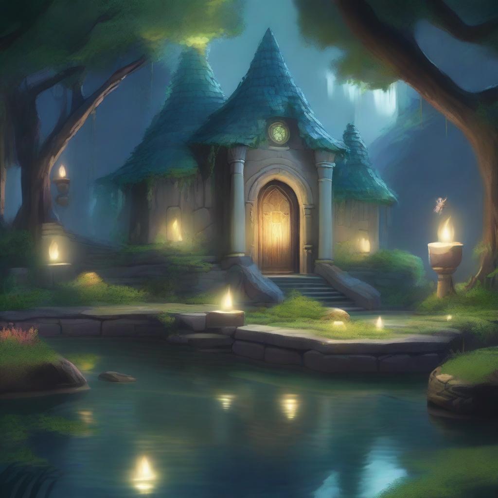 A serene and mystical sanctuary named Nox's Sanctuary in the style of Dungeons and Dragons