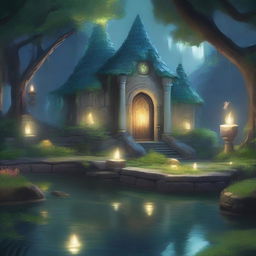 A serene and mystical sanctuary named Nox's Sanctuary in the style of Dungeons and Dragons