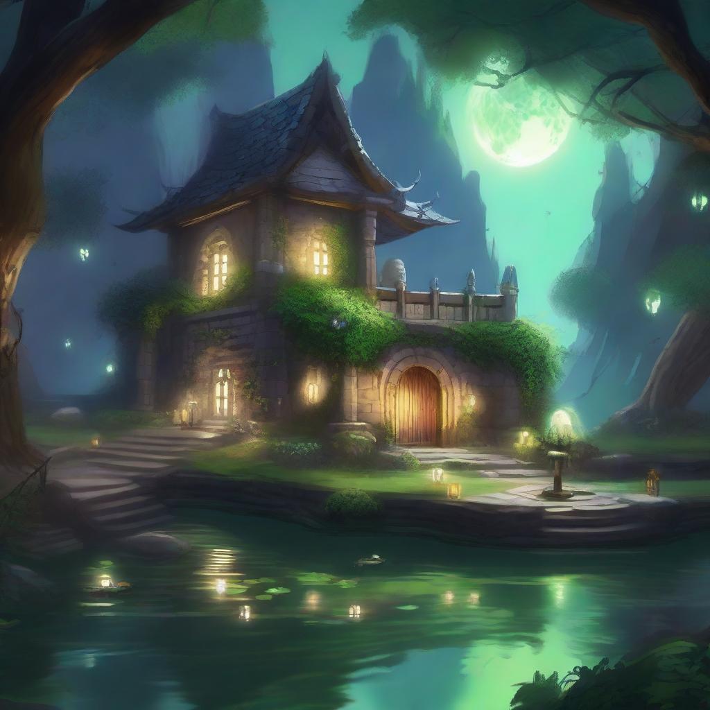 A serene and mystical sanctuary named Nox's Sanctuary in the style of Dungeons and Dragons