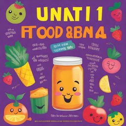 A colorful and engaging book cover for 'Unit 1: Food and Drinks for Elementary School 3rd Grade'