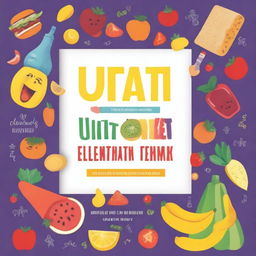 A colorful and engaging book cover for 'Unit 1: Food and Drinks for Elementary School 3rd Grade'