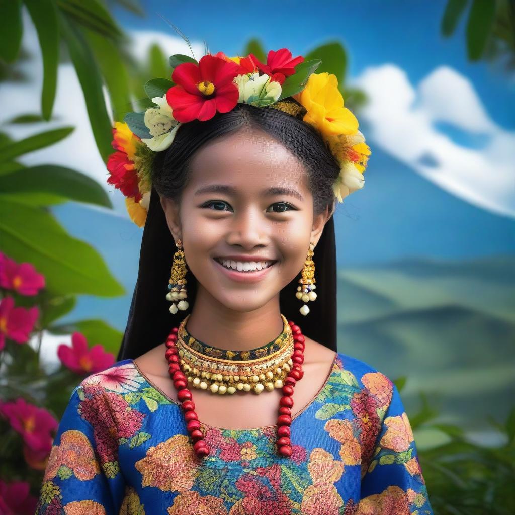 A beautiful young girl from Manado, Indonesia, with traditional attire