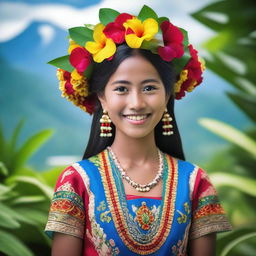 A beautiful young girl from Manado, Indonesia, with traditional attire