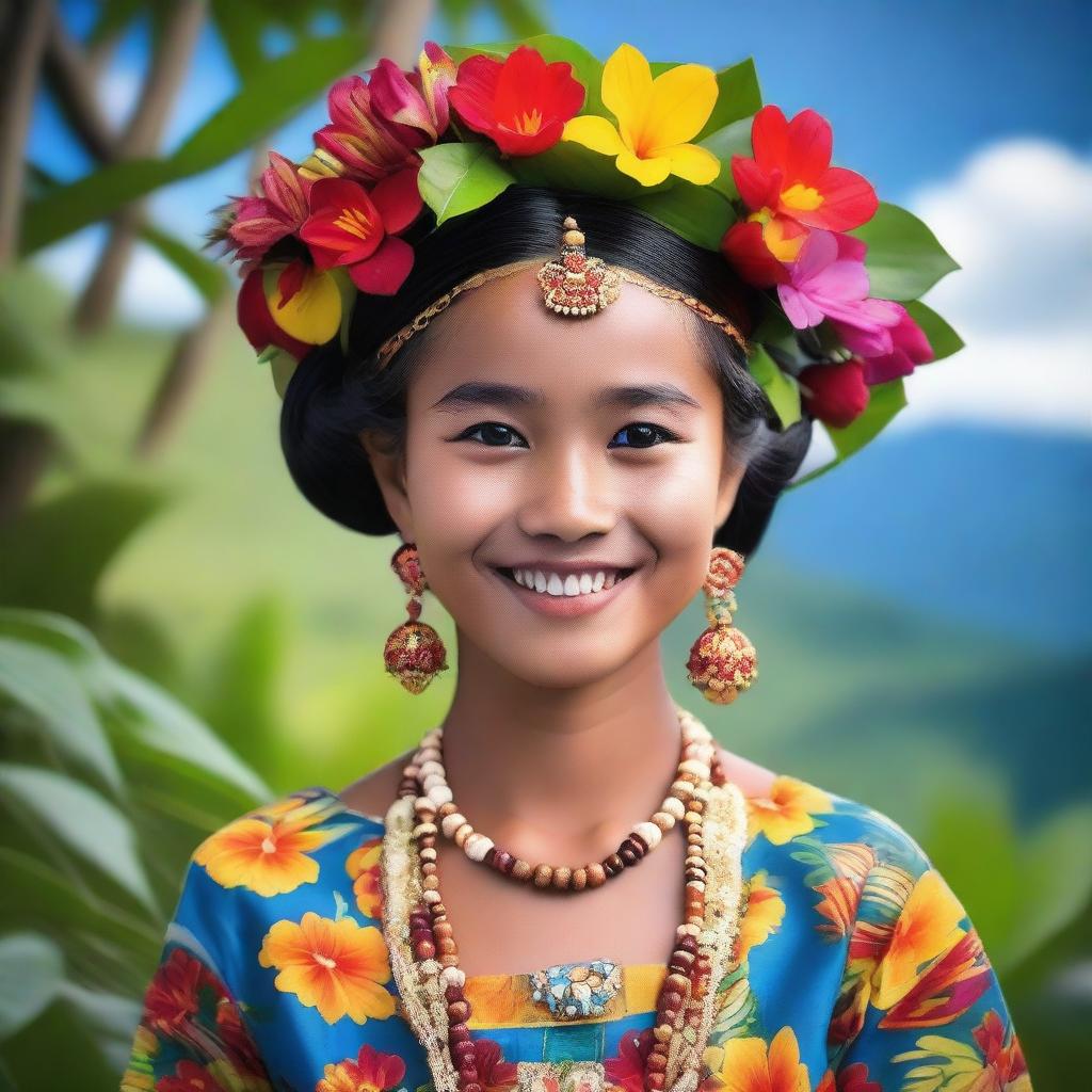 A beautiful young girl from Manado, Indonesia, with traditional attire