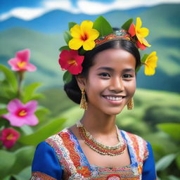 A beautiful young girl from Manado, Indonesia, with traditional attire