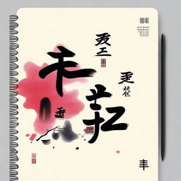 Design a cover for a Chinese stroke order practice notebook with an ink painting style