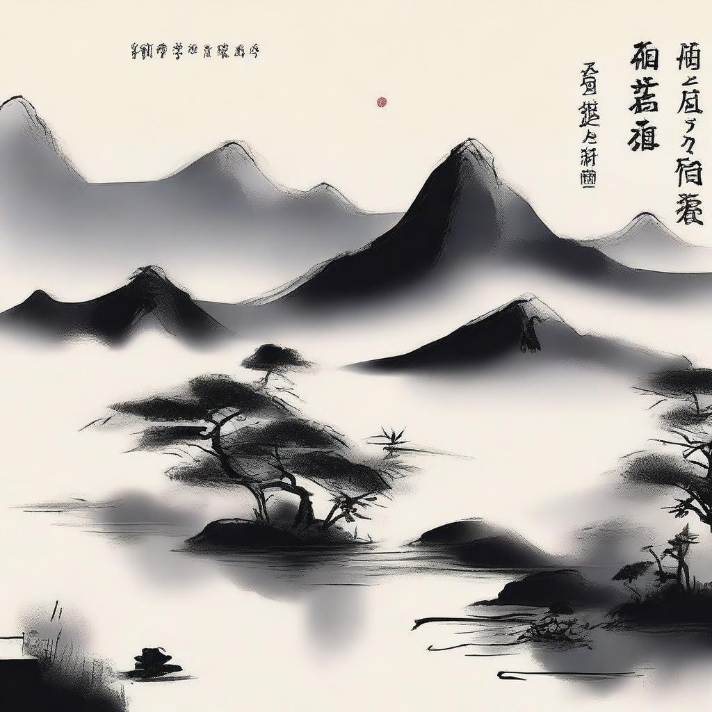 Design a cover featuring traditional Chinese ink painting