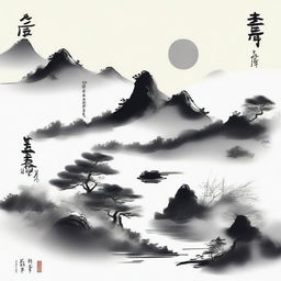 Design a cover featuring traditional Chinese ink painting