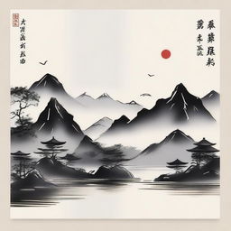 Design a cover featuring traditional Chinese ink painting