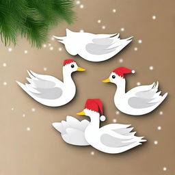 Create an image of cute goose wood ornaments for Christmas