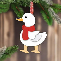 Create an image of cute goose wood ornaments for Christmas