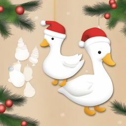 Create an image of cute goose wood ornaments for Christmas