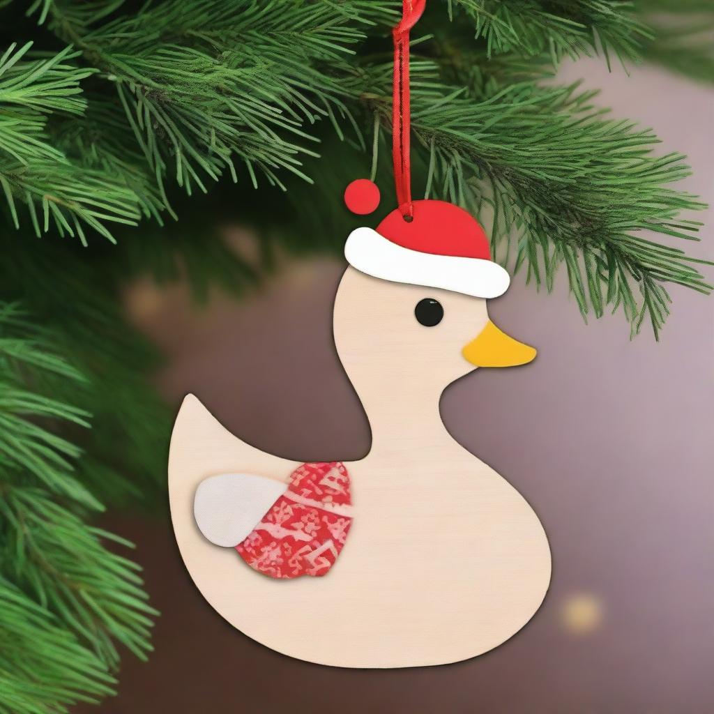 Create an image of cute goose wood ornaments for Christmas