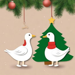 Create an image of cute goose wood ornaments for Christmas