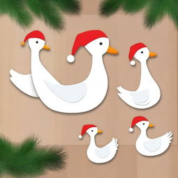 Create an image of cute goose wood ornaments for Christmas