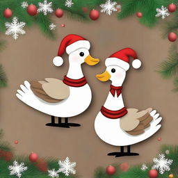 Create an image of cute goose wood ornaments for Christmas