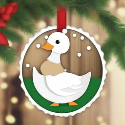 Create an image of cute goose wood ornaments for Christmas