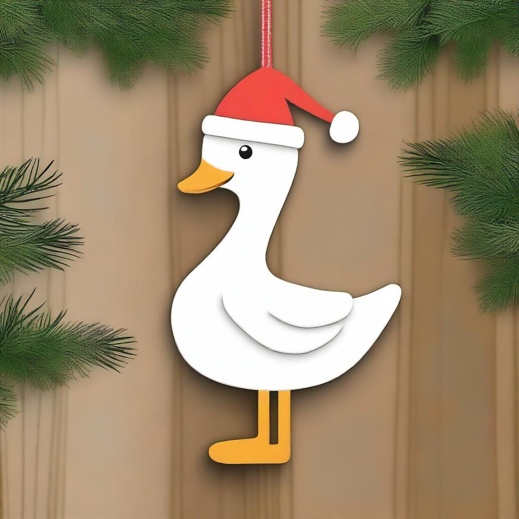 Create an image of cute goose wood ornaments for Christmas