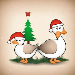 Create an image of cute goose wood ornaments for Christmas