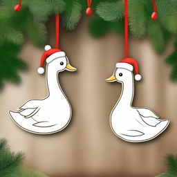 Create an image of cute goose wood ornaments for Christmas