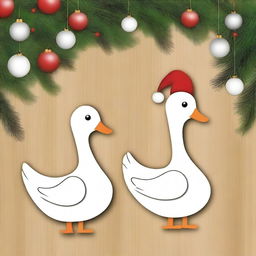 Create an image of cute goose wood ornaments for Christmas