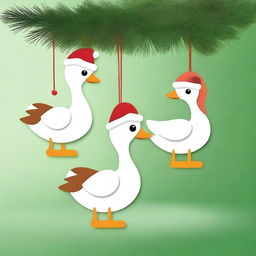 Create an image of cute goose wood ornaments for Christmas