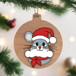 Create an image of cute mouse wood ornaments for Christmas on a chimney