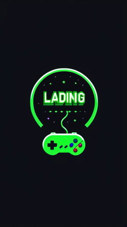 Retro 90s SNES-inspired game loading screen logo with 'Loading...' in neon green pixelated font on a black background.