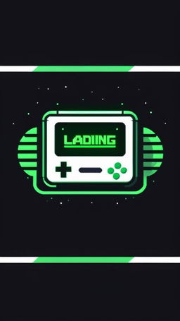 Retro 90s SNES-inspired game loading screen logo with 'Loading...' in neon green pixelated font on a black background.