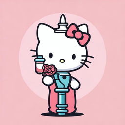 Hello Kitty holding a bong