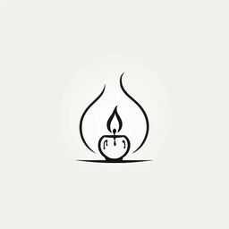 Minimalist single-line logo of an abstract candle in black line art.