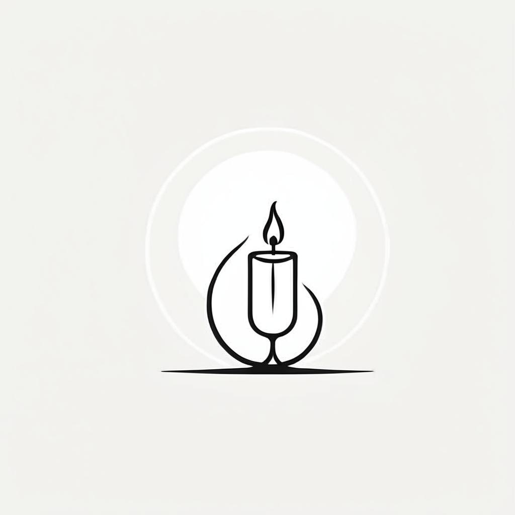 Minimalist single-line logo of an abstract candle in black line art.