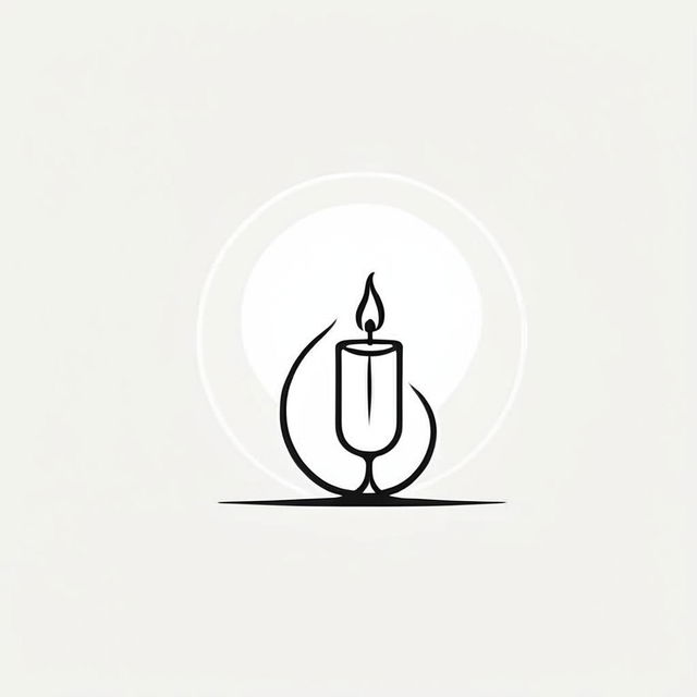 Minimalist single-line logo of an abstract candle in black line art.