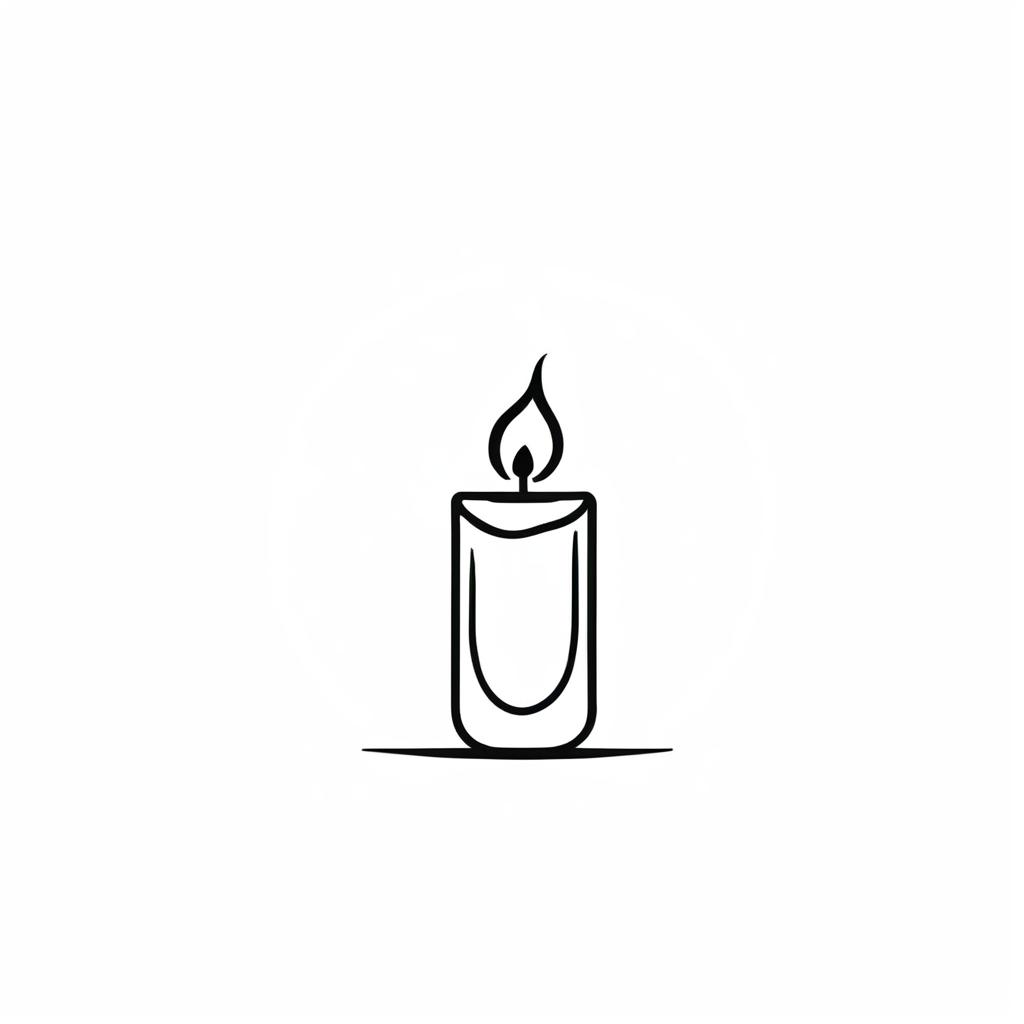 Single continuous line logo of an abstract candle.