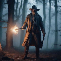 An ex-Confederacy soldier with mystic powers, dressed in tattered Civil War-era clothing, wielding a glowing staff