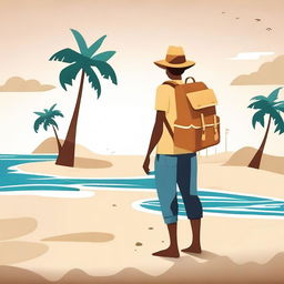 Create an image of a traveler near a beach