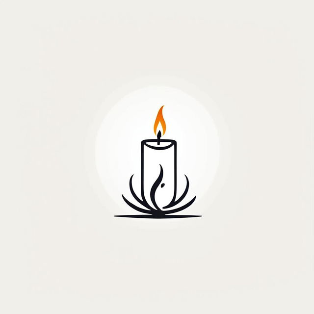 Highly abstract single continuous line logo representing a candle.