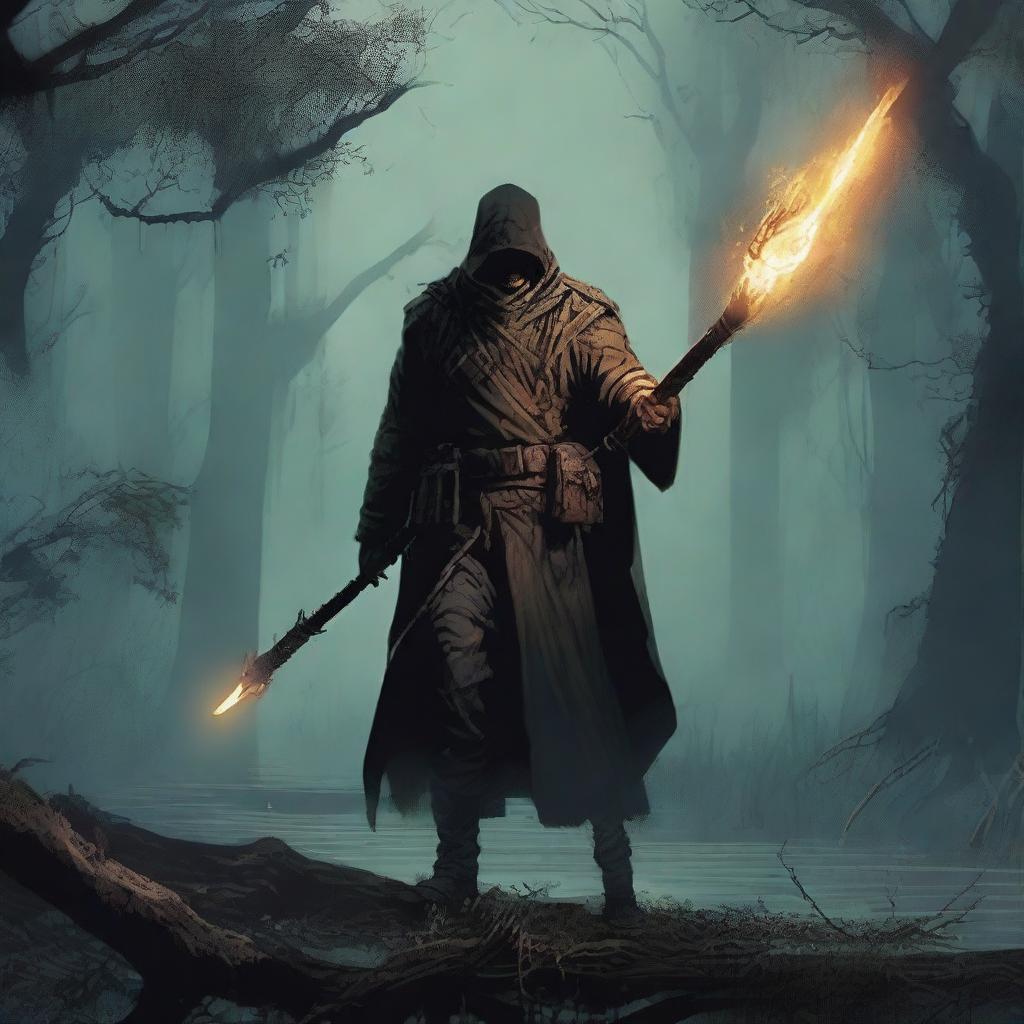 A 30-year-old ex-Confederacy soldier in his uniform, with mystic powers, wielding a glowing staff