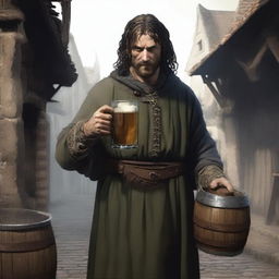 Create an image of a poor medieval alcoholic