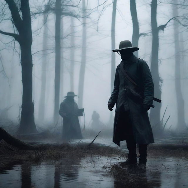 A 30-year-old ex-Confederacy soldier wearing a long uniform coat and helmet, wielding mystic powers