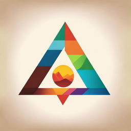 Create an image featuring a triangle divided into four sections, each representing an element: fire, air, water, and land