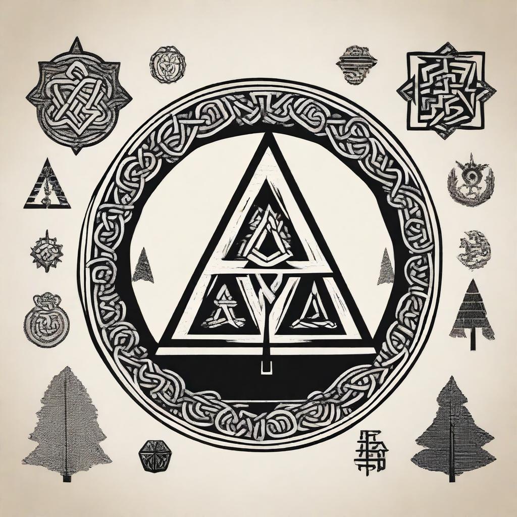 Create an image featuring a collection of Nordic symbols