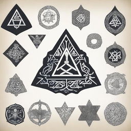 Create an image featuring a collection of Nordic symbols